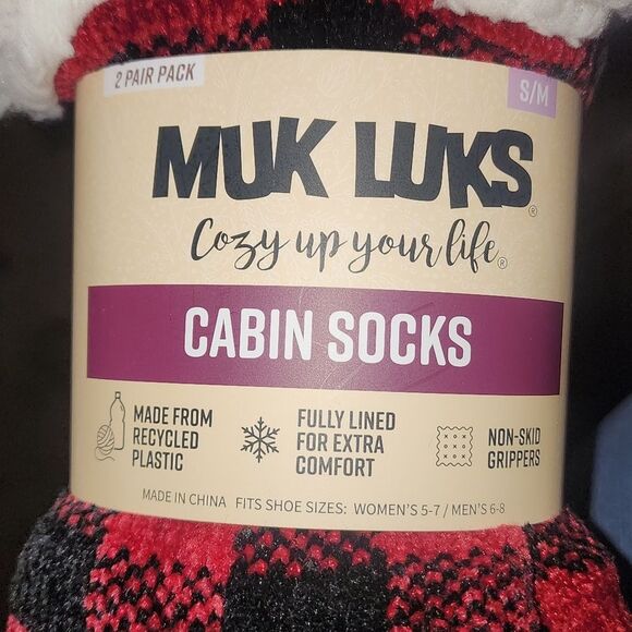 Muk Luks Women's Fuzzy Chenille Plush Lined Cabin Socks, 2-Pack, Size L/XL - Picture 6 of 8